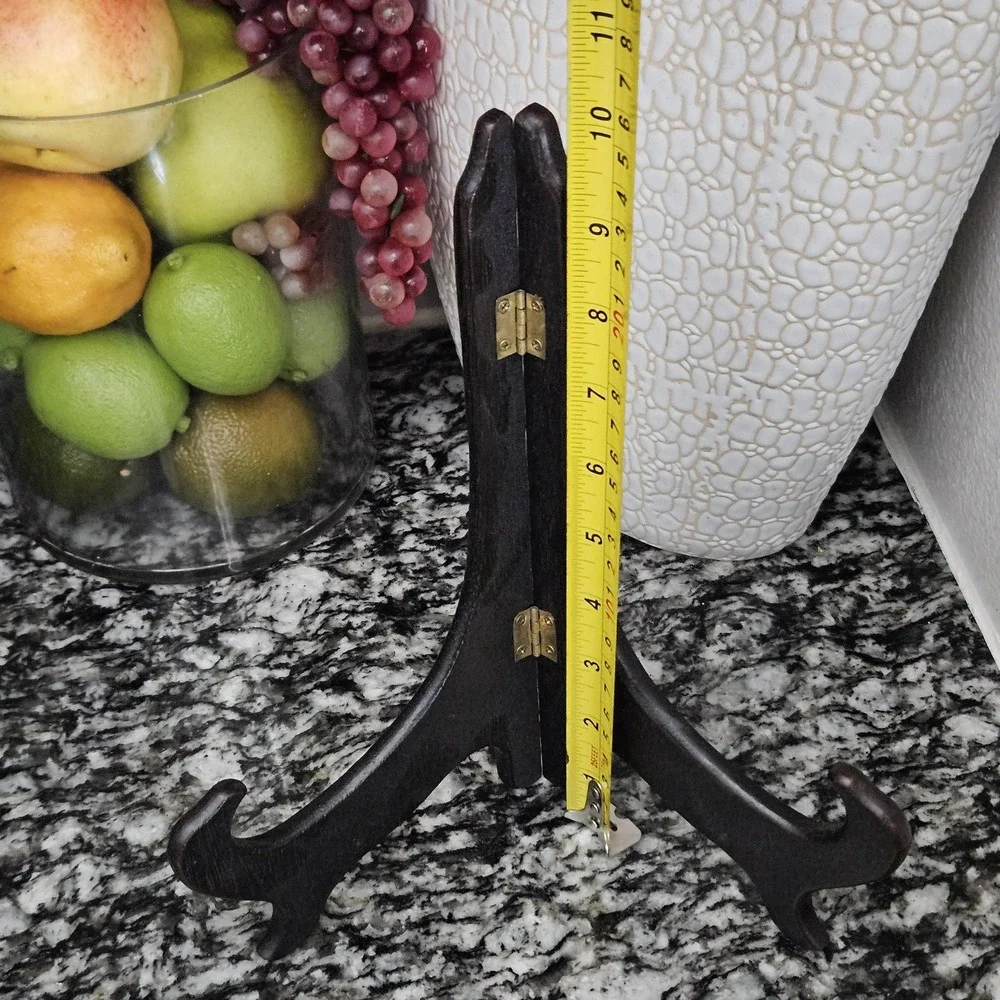 Home Decor Dark Brown Wooden Display Stand 10 Inches‎ Plate Holder Easel